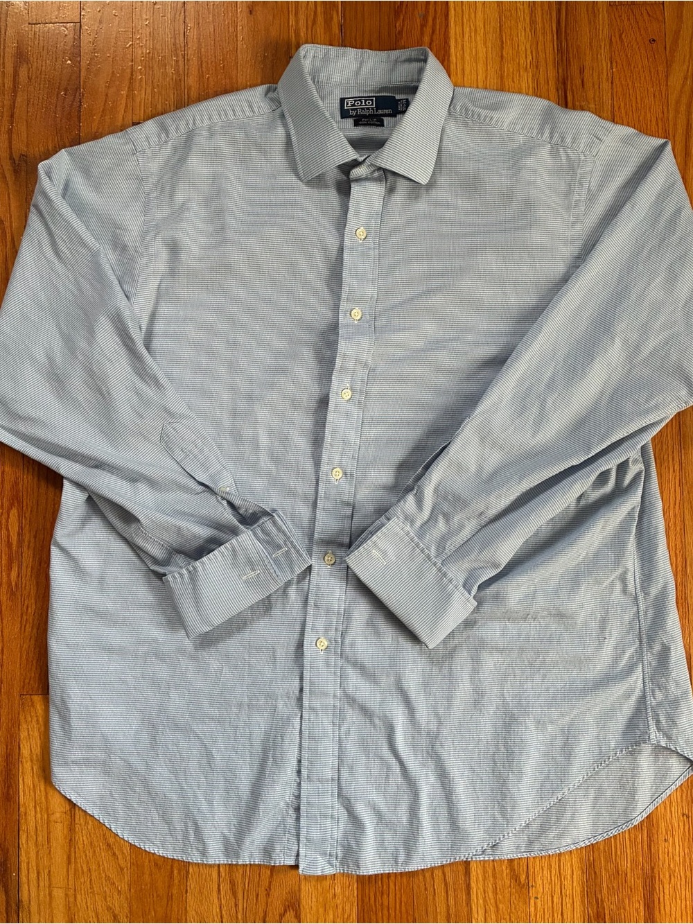Polo Ralph Lauren Philip French Cuff Blue White Check Button Down Shirt 17.5/35